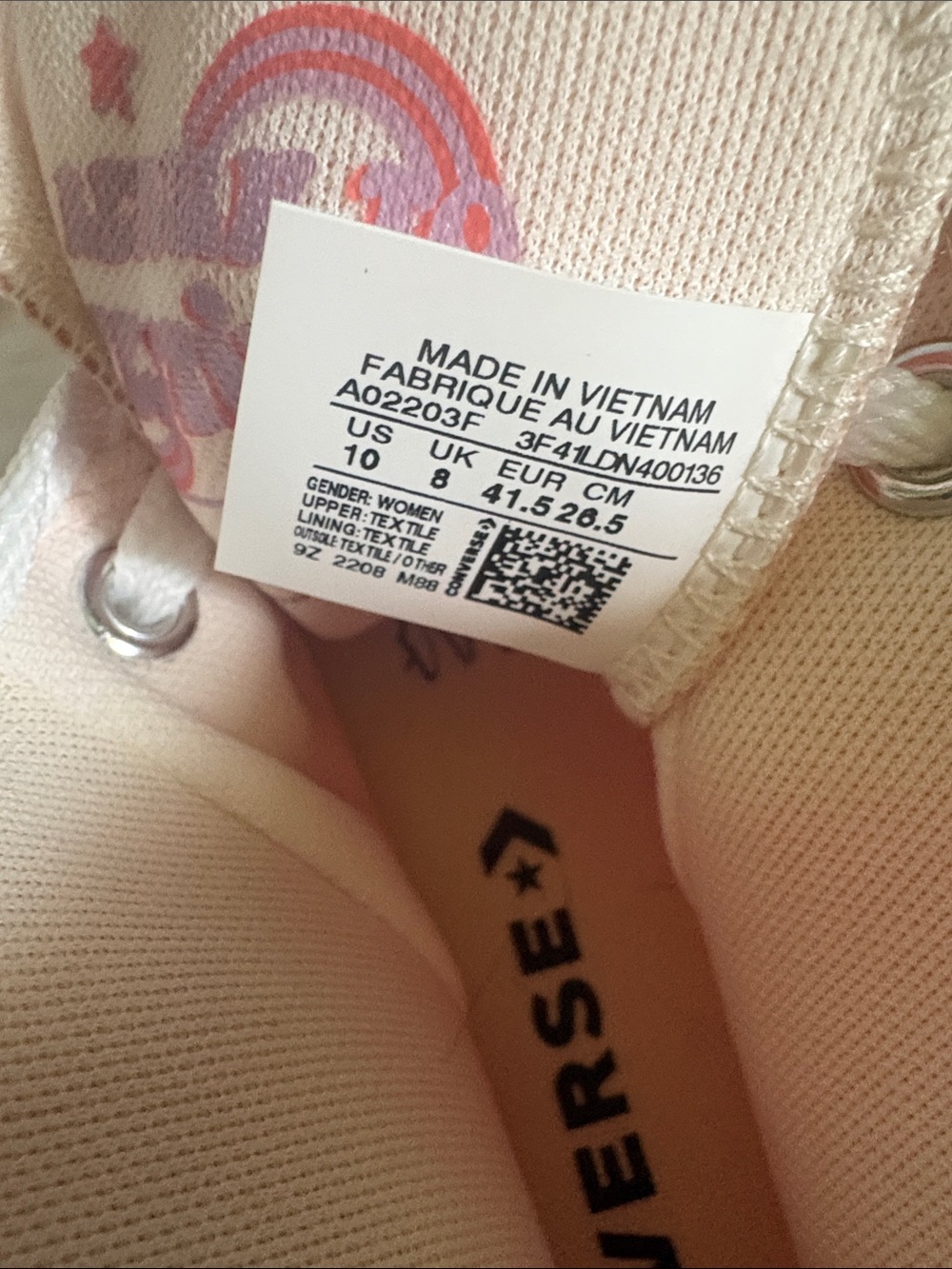 Converse High Top Sneakers in Coral with Embroidered Floral Detail - Picture 7 of 7